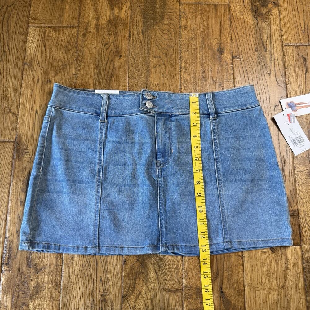 True Craft Denim Seam Front Mini Skirt Y2K Med Wash Womens Sz L NWT - Picture 5 of 6